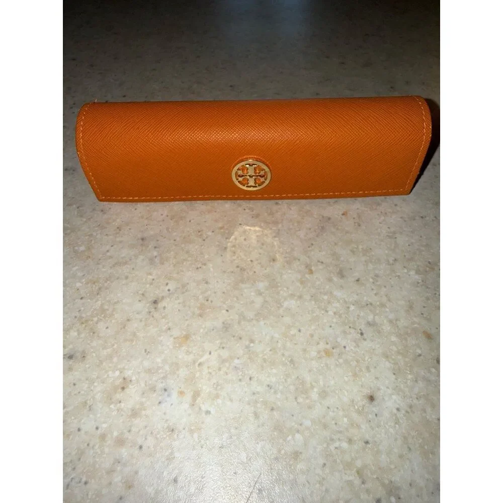 Tory Birch Orange With Gold Logo Reading Glasses Case‎